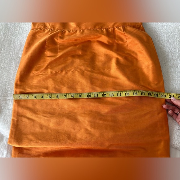 Louis Feraud Elegant Orange Pencil Skirt 100% silk sz L - Picture 10 of 13